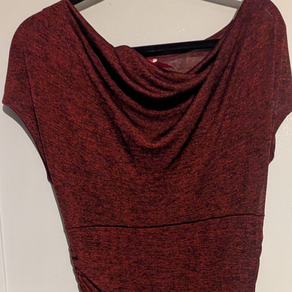 Elegant Maroon Cowl Neck Dress